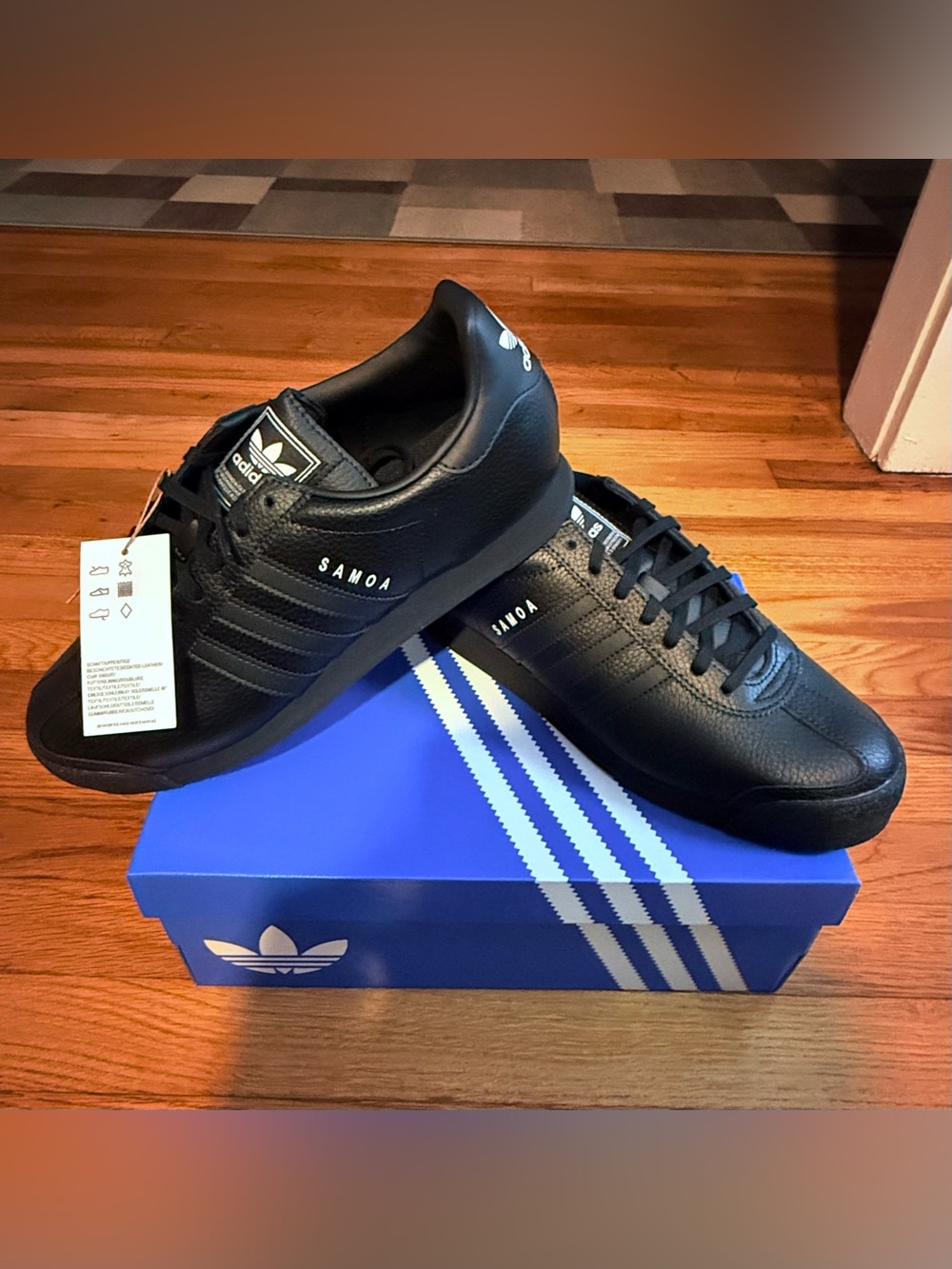 adidas Samoa Men's Black Leather Sneakers